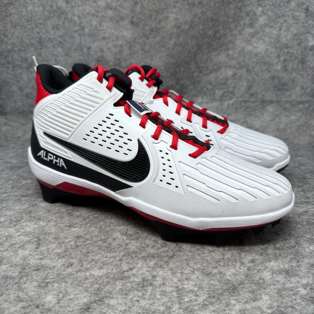 Nike Alpha Menace Strong Men's Size 12 White Red Football Cleats II5139-102